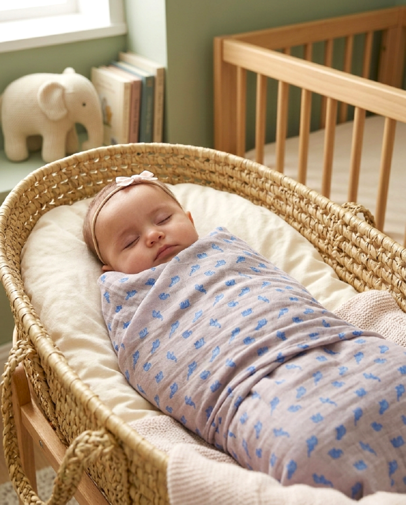 Elephant Print Organic Cotton Muslin Swaddle