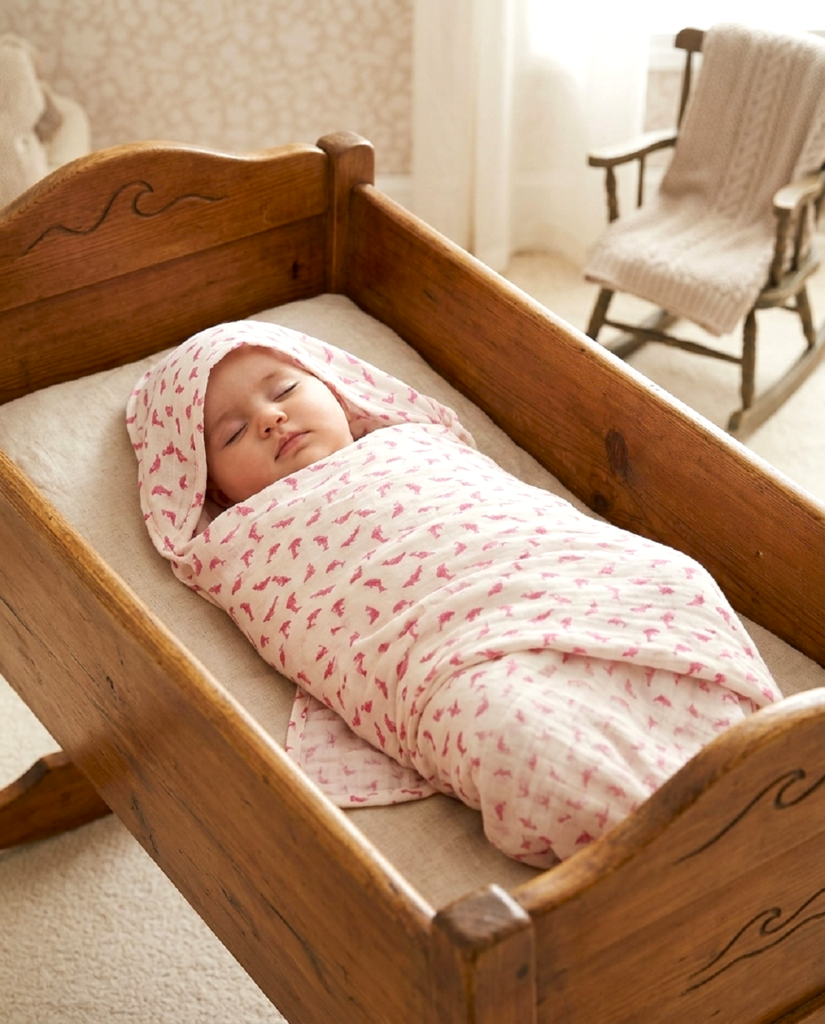 Dolphin Print Organic Cotton Muslin Swaddle