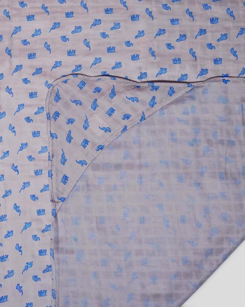 Elephant Print Organic Cotton Muslin Swaddle