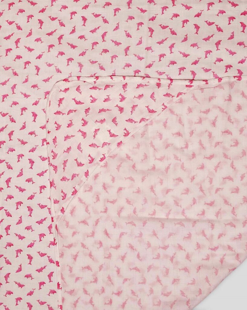 Dolphin Print Organic Cotton Muslin Swaddle