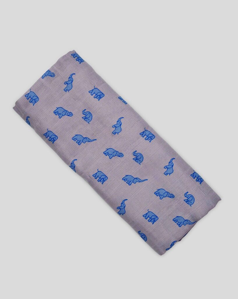 Elephant Print Organic Cotton Muslin Swaddle