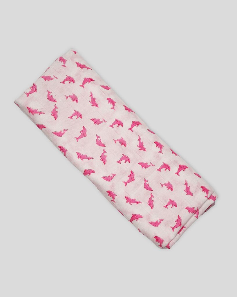 Dolphin Print Organic Cotton Muslin Swaddle