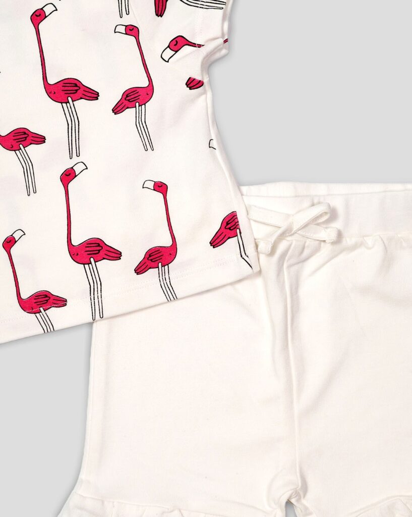 Organic Cotton Flamingo print two piece set