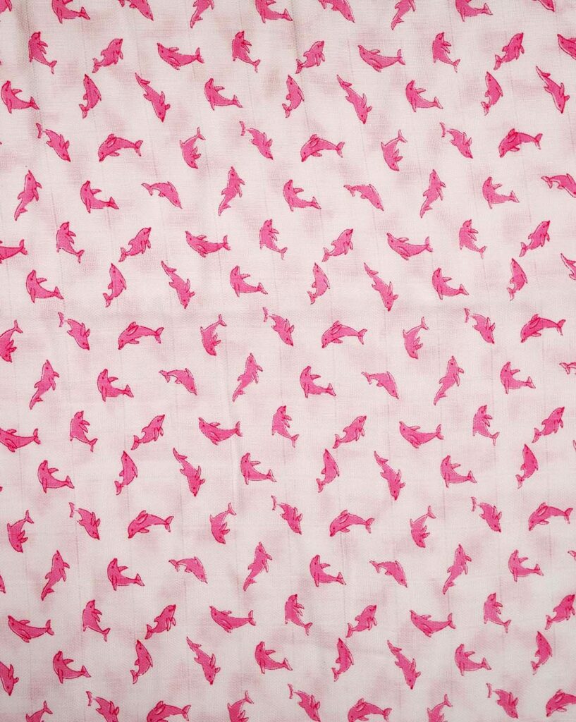 Dolphin Print Organic Cotton Muslin Swaddle