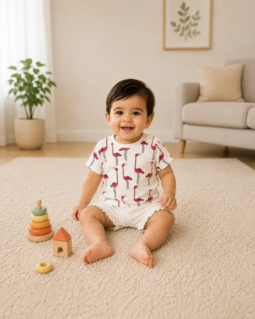 Organic Cotton Flamingo print two piece set